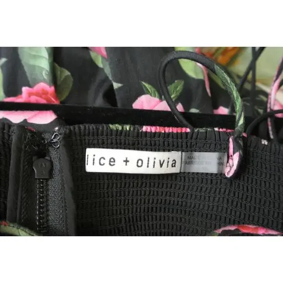 NEW, Alice + olivia chantay smocked floral print poplin maxi dress SZ 10 #MD1473 - Picture 9 of 9